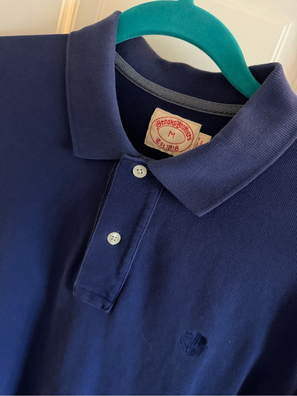 Brooks Brothers 1818 Men’s Navy Blue Piqué Polo Shirt Cotton Size M
